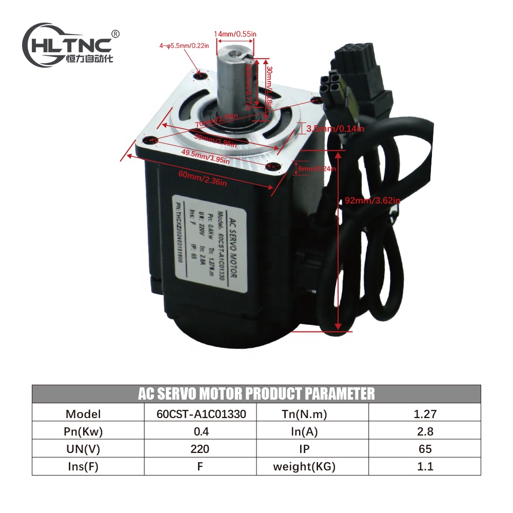 60mm 400W 220V 2.8A 1.27NM AC  - Servo Kit 评论和价格